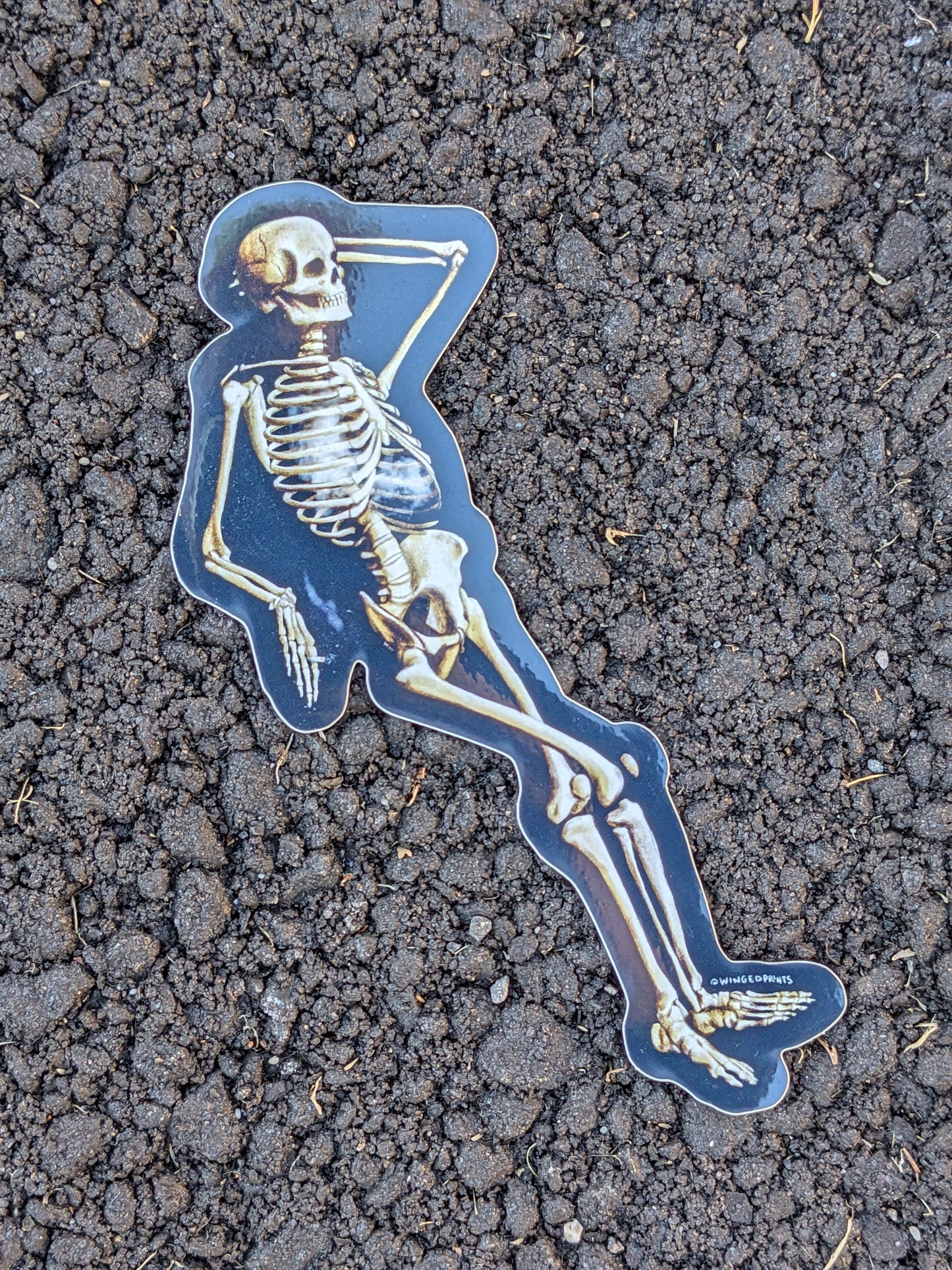 Smoking Skeleton 6" Sticker